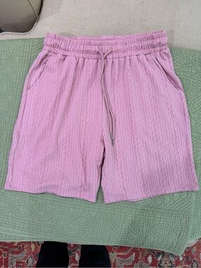 Pink Elastic-Waist Drawstring Bermuda Shorts - Part of a set